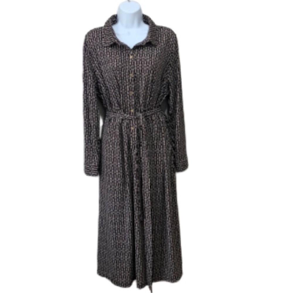 Talbots Plus brown dream shirt dress